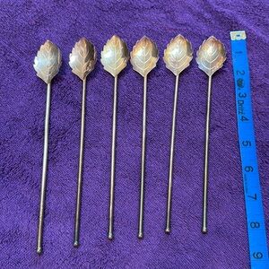 .625 Leaf Pattern Tea Straws Set of 6